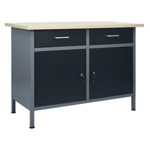 vidaXL arbejdsbord 120x60x85 cm st&aring;l sort