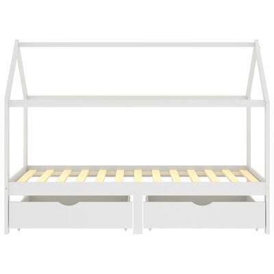 vidaXL sengestel til børn med skuffer 90x200 cm massivt fyrretræ hvid