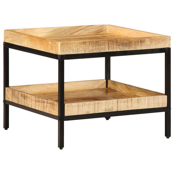 vidaXL Sidebord med hylde Brun 55 x 55 x 45 cm Massivt mangotr&aelig;