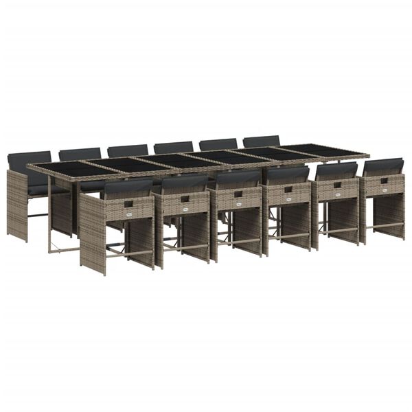 vidaXL spisebordss&aelig;t til haven 13 dele med hynder polyrattan gr&aring;