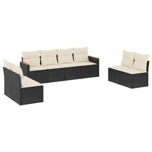 vidaXL sofas&aelig;t til haven 8 dele med hynder polyrattan sort