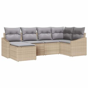 vidaXL Sofa S&aelig;t med pude 6 pcs Beige polyrattan