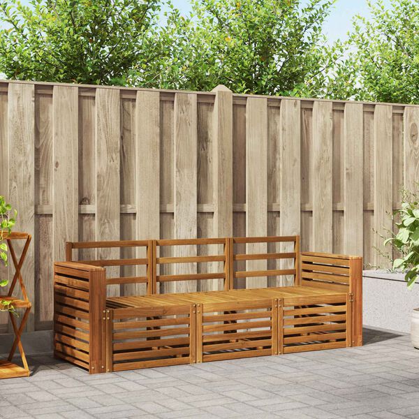 vidaXL Sofas&aelig;t 3 pcs Naturfarvet Massivt Akacietr&aelig;