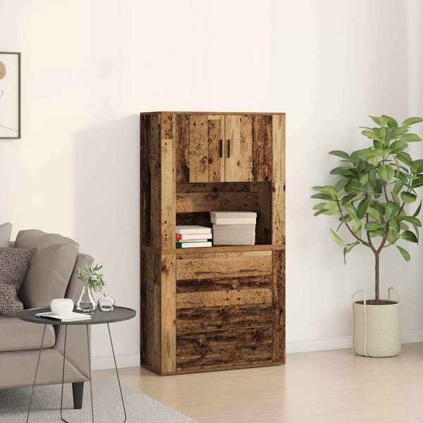 vidaXL Highboard Gammelt tr&aelig; 80 x 33 x 150 cm Konstrueret tr&aelig;
