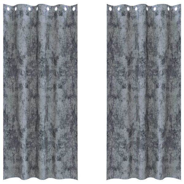 vidaXL Velour Gardiner med gardiner 2 pcs S&oslash;lvgr&aring; 245 x 140 cm Fl&oslash;jl