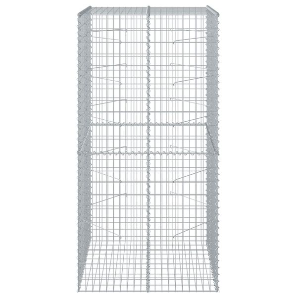 vidaXL gabionkurv med cover 100x100x200 cm galvaniseret jern