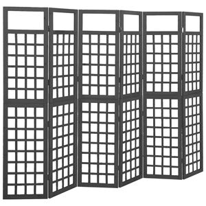 vidaXL 6-panels rumdeler/espalier 242,5x180 cm massivt grantr&aelig; sort