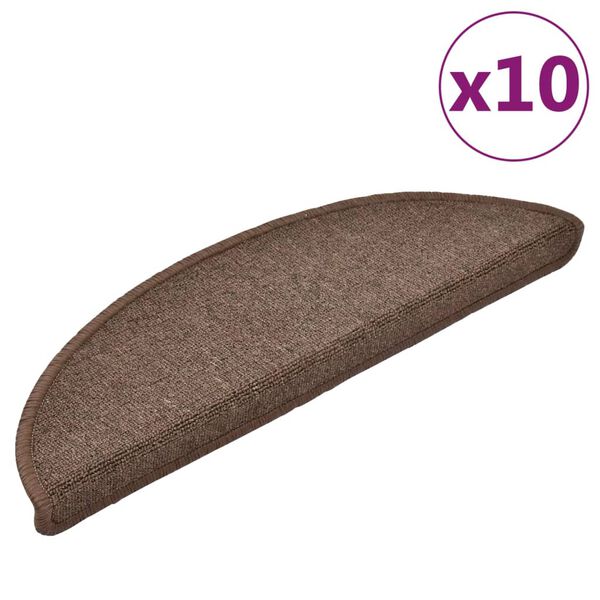 vidaXL trappem&aring;tter 10 stk. 56x17x3 cm kaffebrune halvrund