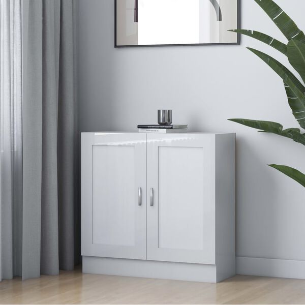 vidaXL bogreol 82,5x30,5x80 cm konstrueret tr&aelig; hvid h&oslash;jglans