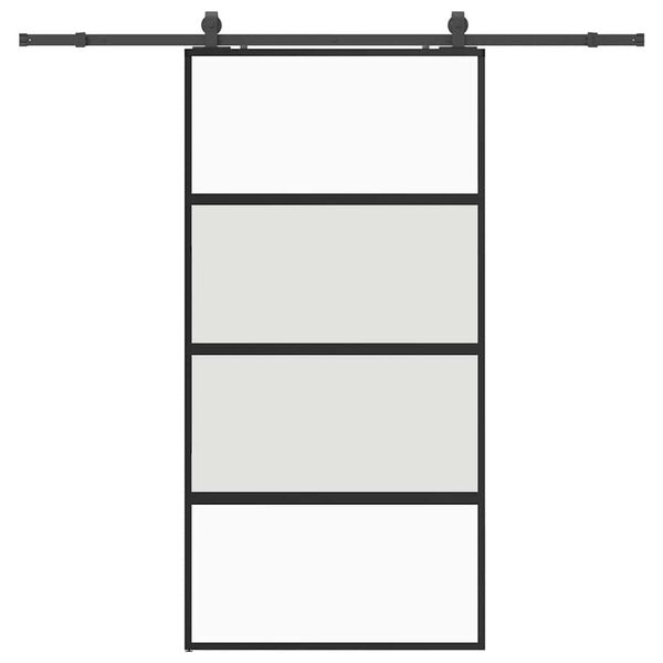 vidaXL skyded&oslash;r med hardwares&aelig;t 102,5x205 cm h&aelig;rdet glas sort