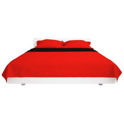 vidaXL dobbeltsidet polstret sengetæppe rød og sort 230 x 260 cm