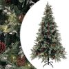 vidaXL juletr&aelig; med grankogler og lys PVC og PE 195 cm gr&oslash;n og hvid