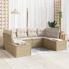 vidaXL Havesofa S&aelig;t med pude 6 pcs Beige polyrattan