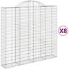 vidaXL buede gabionkurve 8 stk. 200x50x180/200 cm galvaniseret jern
