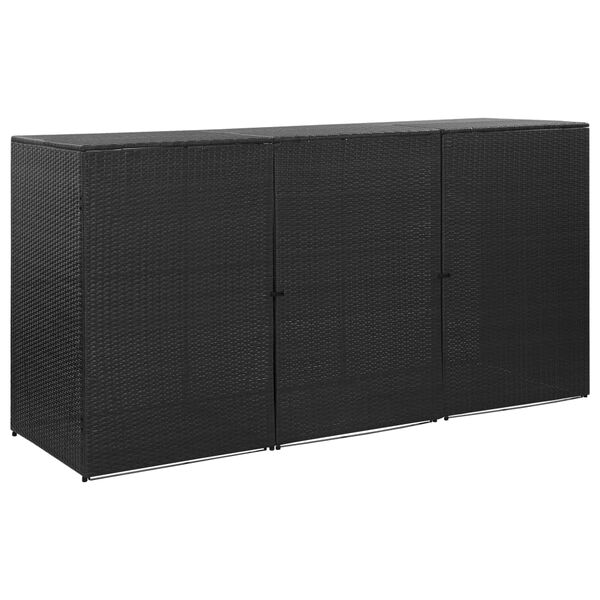 vidaXL tredobbelt skraldespandsskjuler 229x78x120 cm polyrattan sort
