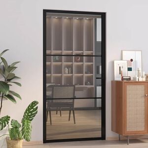 vidaxL d&oslash;r 102,5x201,5 cm sikkerhedsglas og aluminium sort