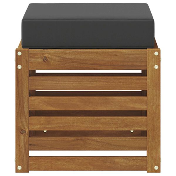 vidaXL B&aelig;nk med pude 2 Stk Naturlig og Antracit Massivt Akacietr&aelig;