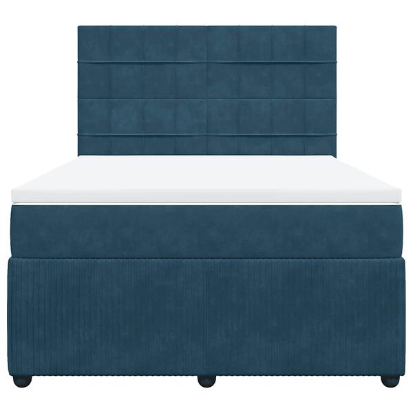 vidaXL kontinentalseng med madras 140x200 cm fl&oslash;jl m&oslash;rkebl&aring;