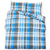 vidaXL sengetøj 135x200 cm bomuld blå og grå