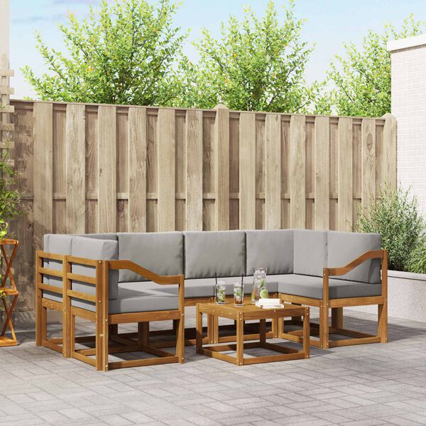 vidaXL Udend&oslash;rs sofagruppe med pude 7 pcs Naturlig og Lys Gr&aring;