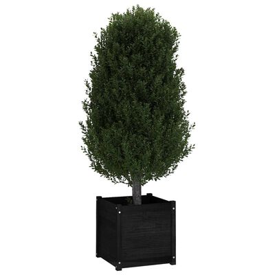 vidaXL plantekasse 50x50x50 cm massivt fyrretræ sort
