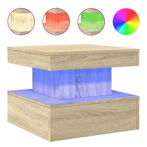 vidaXL sofabord med LED-lys 50x50x40 cm sonoma-eg