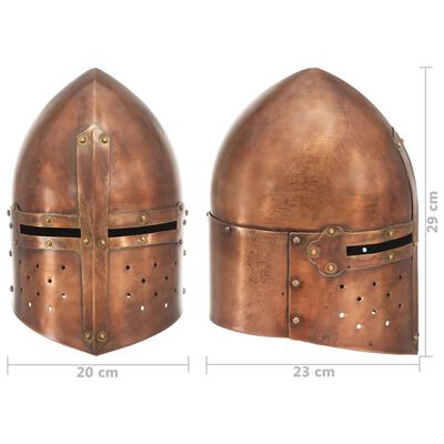 vidaXL middelalderlig ridderhjelm til rollespil antik stål kobberfarvet
