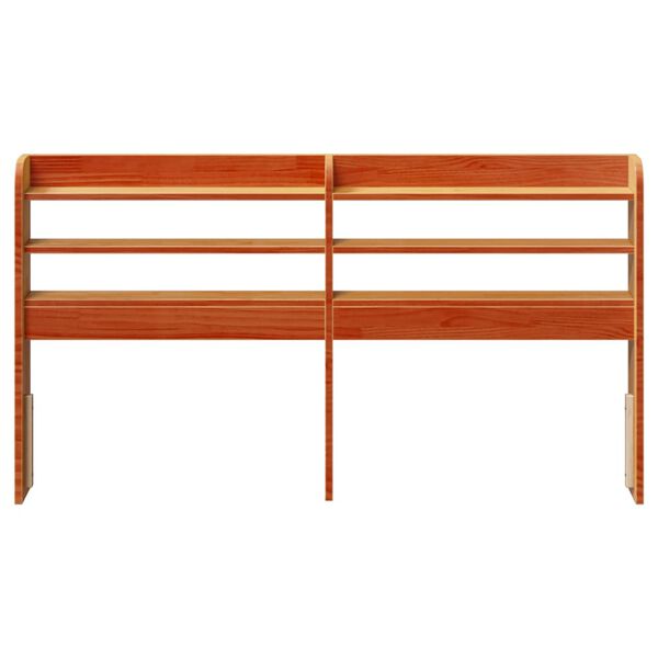 vidaXL sengegavl med hylder 140 cm massivt fyrretr&aelig; gyldenbrun