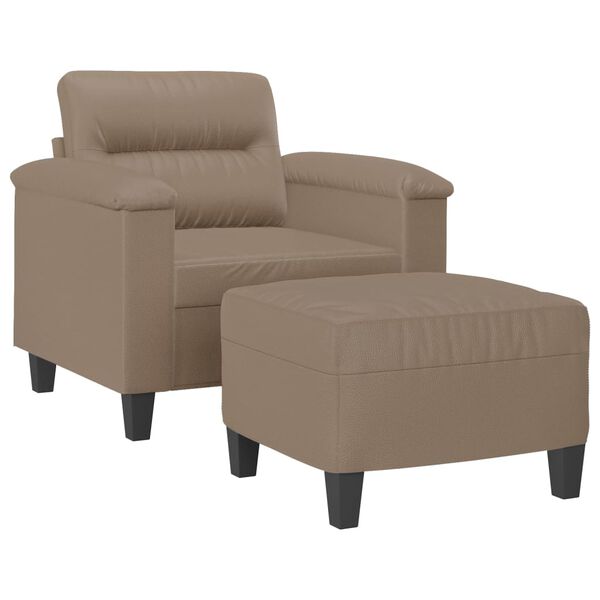 vidaXL sofastol med fodskammel 60 cm kunstl&aelig;der Cappuccino