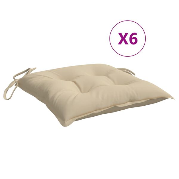 vidaXL stolehynder 6 stk. 40x40x7 cm oxfordstof beige