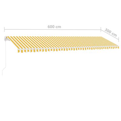 vidaXL fritstående markise 600x300 cm manuel betjening gul/hvid