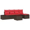 vidaXL Havesofa S&aelig;t med pude 6 pcs Brun polyrattan