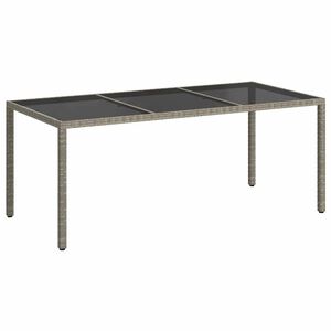vidaXL havebord 190x90x75 cm h&aelig;rdet glas og polyrattan gr&aring;