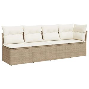 vidaXL 4-personers havesofa med hynder polyrattan beige