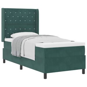 vidaXL Box spring seng med madras M&oslash;rkegr&oslash;n 100 x 200 cm Fl&oslash;jl