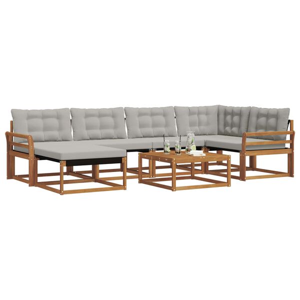 vidaXL Udend&oslash;rs sofagruppe 7 pcs Naturlig og Lys Gr&aring; Massivt Akacietr&aelig;