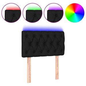 vidaXL sengegavl med LED-lys 80x7x78/88 cm stof sort