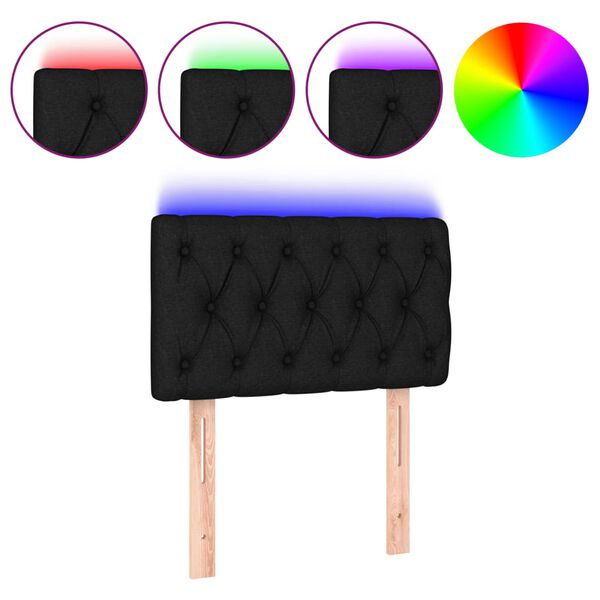 vidaXL sengegavl med LED-lys 80x7x78/88 cm stof sort