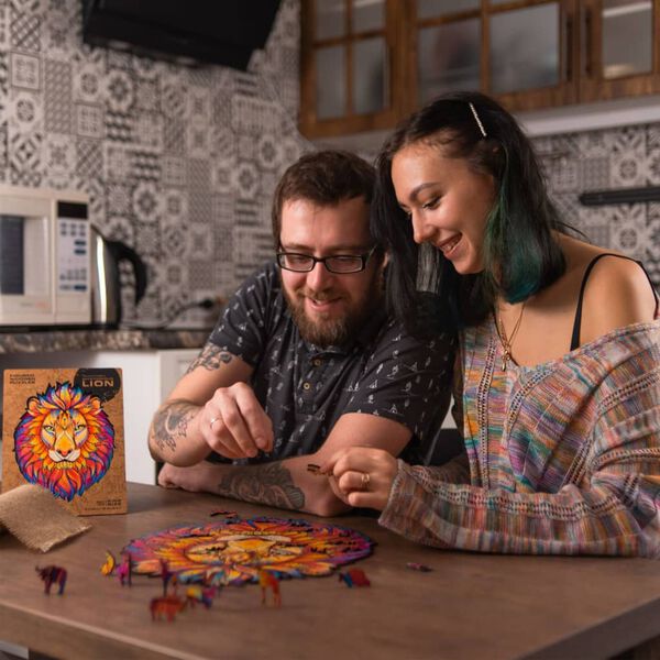 UNIDRAGON puslespil Mysterious Lion 192 brikker 24x31 cm medium tr&aelig;