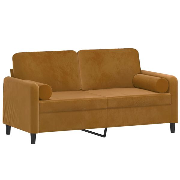 vidaXL 2-personers sofa med puder og hynder 140 cm velour brun