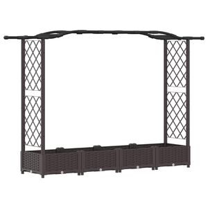 vidaXL H&aelig;vet Bed med Trellis og Tag Brun 207 x 40 x 123 cm PP