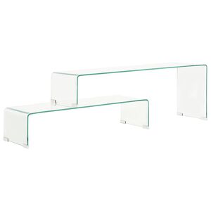 vidaXL sofabordss&aelig;t i 2 dele 90 x 30 x 20/110 x 30 x 40 cm h&aelig;rdet glas