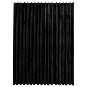 vidaXL m&oslash;rkl&aelig;gningsgardin med kroge 290 x 245 cm fl&oslash;jl sort