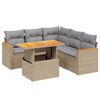 vidaXL sofas&aelig;t til haven 6 dele med hynder polyrattan beige