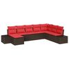 vidaXL Havesofa S&aelig;t 8 stk. Brun og R&oslash;d polyrattan