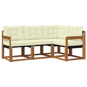 vidaXL Udend&oslash;rs sofagruppe med pude 4 pcs Naturlig og Fl&oslash;de