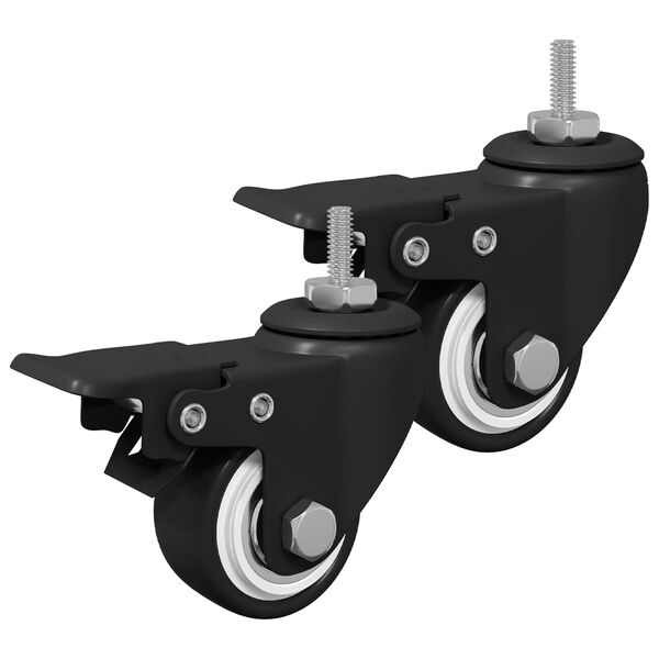 vidaXL Hjul 2 pcs Sort M6 x 1.5 mm Jern og nylon