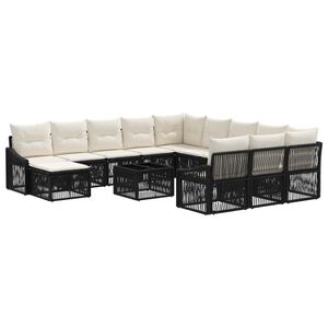 vidaXL Havesofa S&aelig;t 13 stk. Sort polyrattan