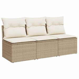 vidaXL 3-personers havesofa med hynder polyrattan beige