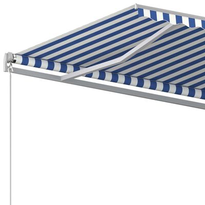 vidaXL foldemarkise med stolper 5x3 m automatisk blå og hvid